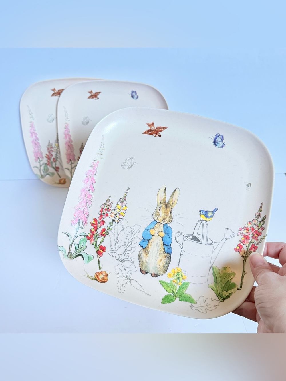 Beatrix Potter Peter Rabbit “Spring Garden” Melamine Plates • Set of 3